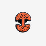 Orange and black Oaklandish tree logo shoe charm