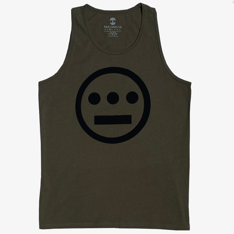 Military green tank top with black Hieroglyphics hip hop logo on the chest. 