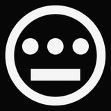 Close-up of a black & white Hieroglyphics hip-hop logo on a sticker.