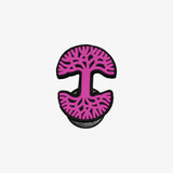 Pink and black Oaklandish tree logo shoe charm.