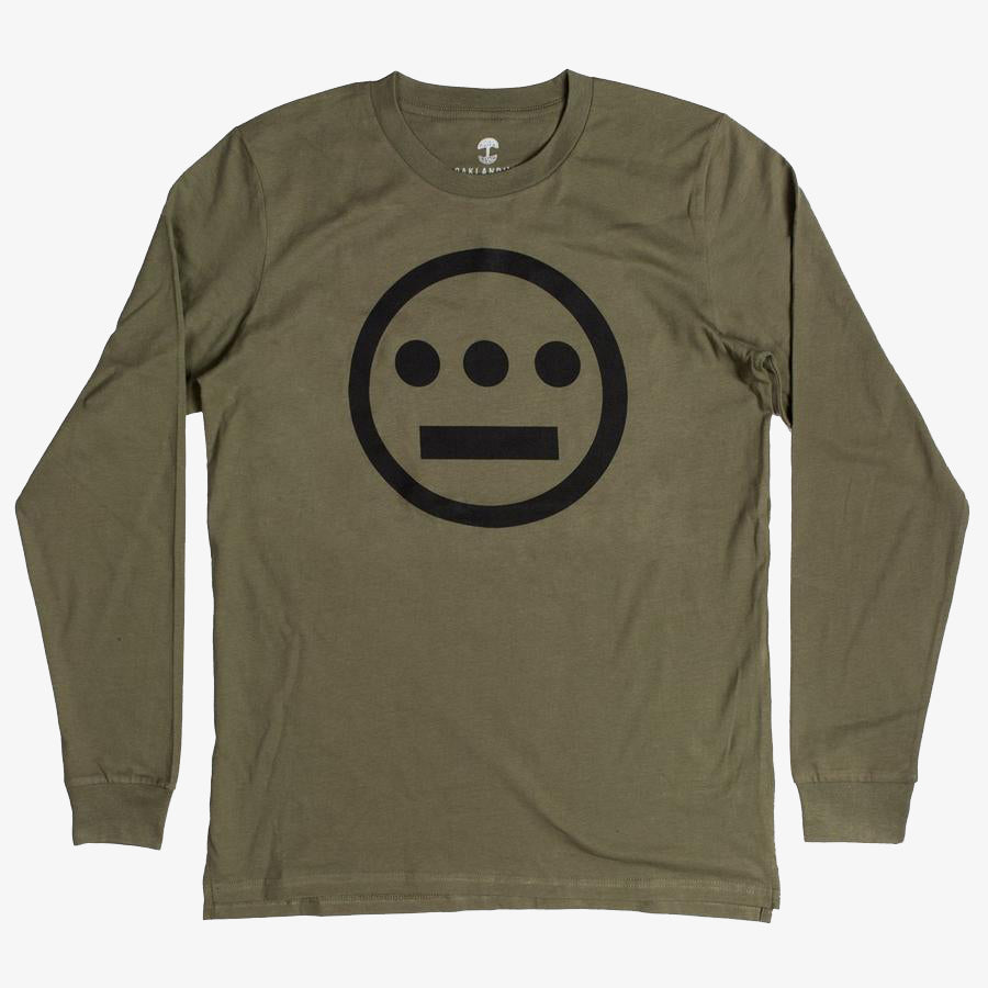Long sleeve army green t-shirt with black Hieroglyphics Hip-Hop logo on center chest. 