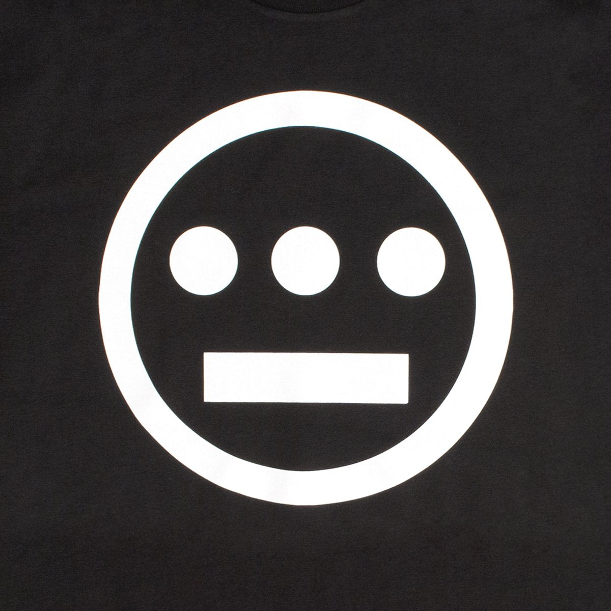 The Hiero Classic Logo Tee by Hieroglyphics showcases a black background featuring a simple white design with a circle encasing three horizontal dots positioned evenly across the top and a single horizontal line below them, reminiscent of ancient hieroglyphics.