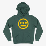 Forest green hoodie with yellow Hieroglyphics hip hop logo on the chest.