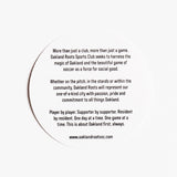 Backside of Oakland Roots logo sticker with description of the team’s social mission.