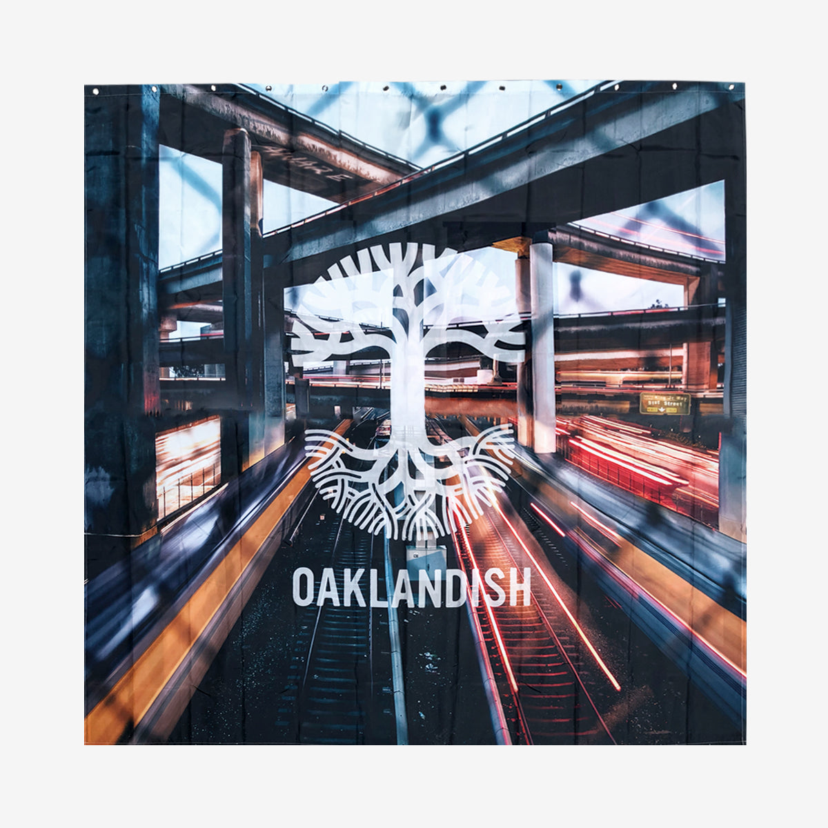 Shower Curtain - Oakland Overpass & Oaklandish Logo