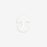 Small-sized white Oaklandish tree logo car window decal.