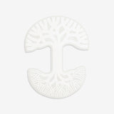 Large-sized white Oaklandish tree logo car window decal.