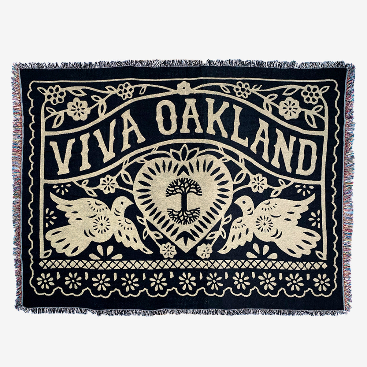 throw blanket - viva oakland - black and gold -100% cotton