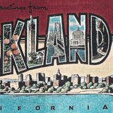 Detailed close up of throw Blanket - Greetings From Oakland, Cotton, Made in USA