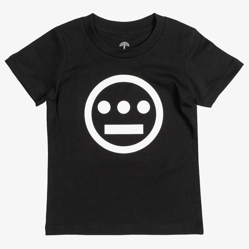 A black toddler tee with a white Hiero hip-hop crew logo on the chest.
