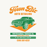 Close-up of Town Biz Auto Detailed ad with car and “Put that Town Pride in Your Ride” tagline.