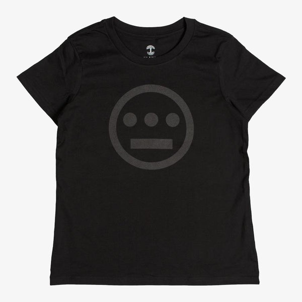 Black t-shirt with black Hieroglyphics Hip-Hop logo on center chest.