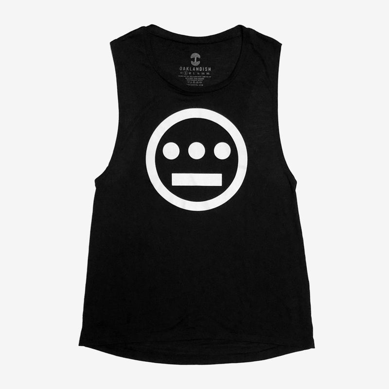 Women's black tank top with white Hiero Hip Hop Crew Classic Logo on chest.