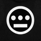 Close-up of white Hiero Hip Hop Crew Classic Logo on the chest of a women’s tank top.