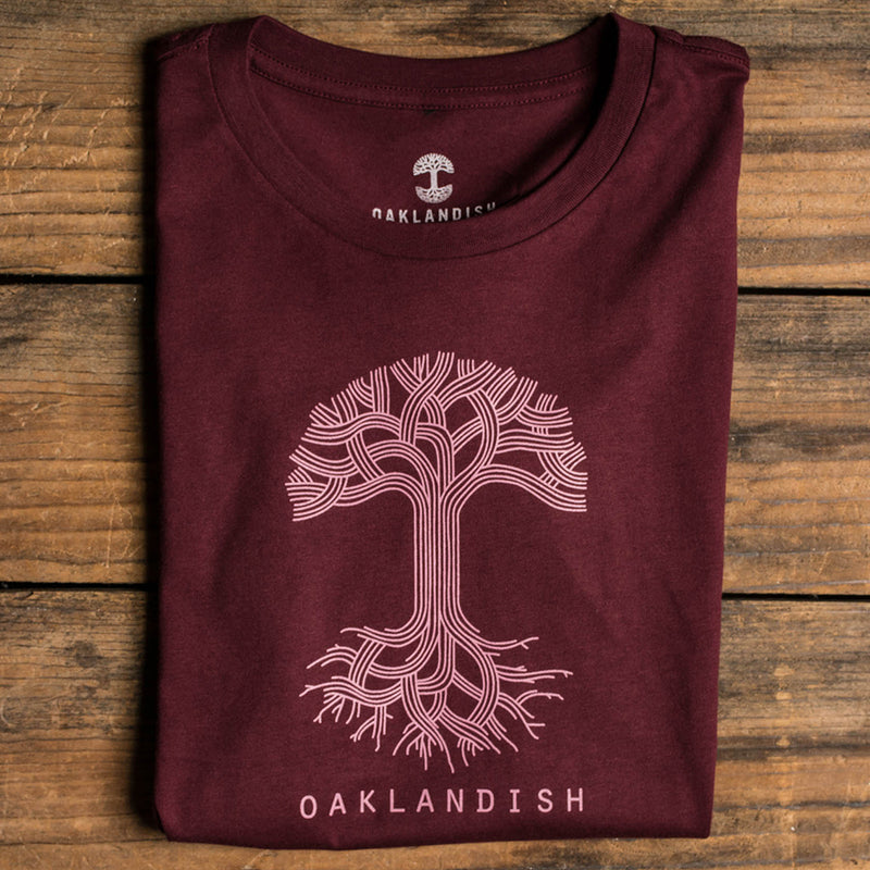 Women's T-Shirt - Oaklandish Classic Logo, Burgundy Cotton
